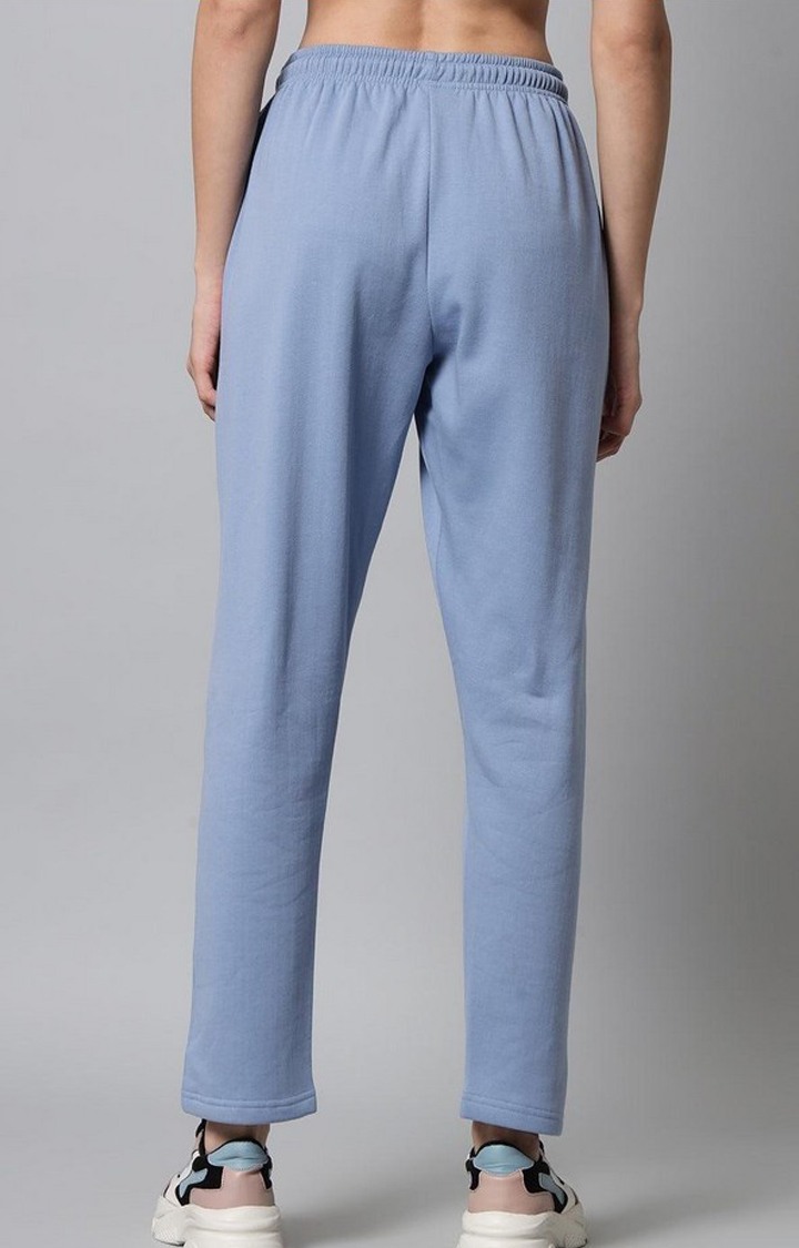 Women's Sky Blue Solid Trackpants