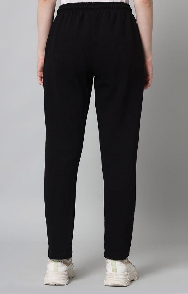 Women's Black Solid Trackpants