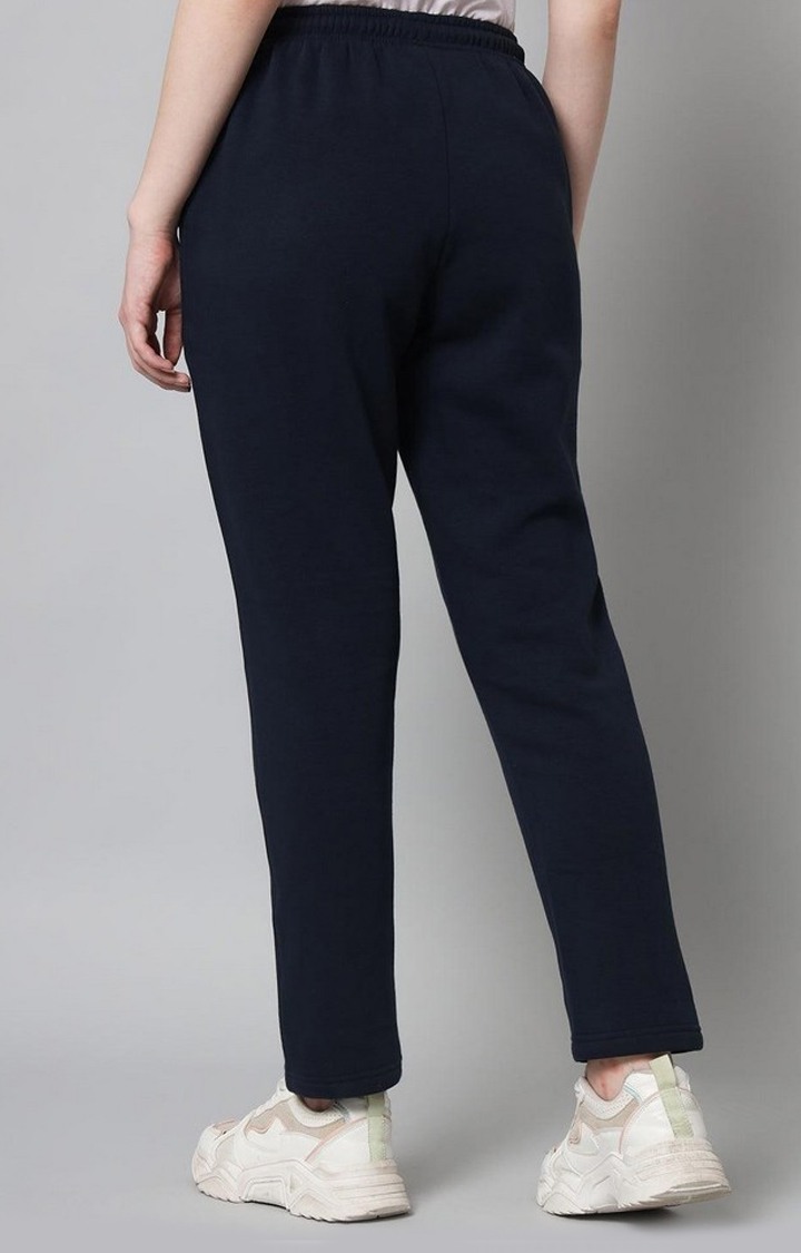 Women's Navy Solid Trackpants