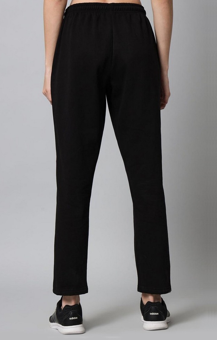 Women's Black Solid Trackpants