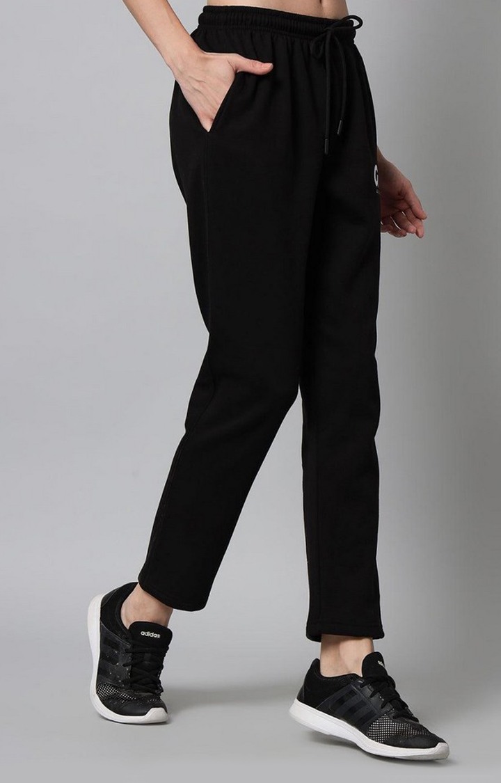 Women's Black Solid Trackpants