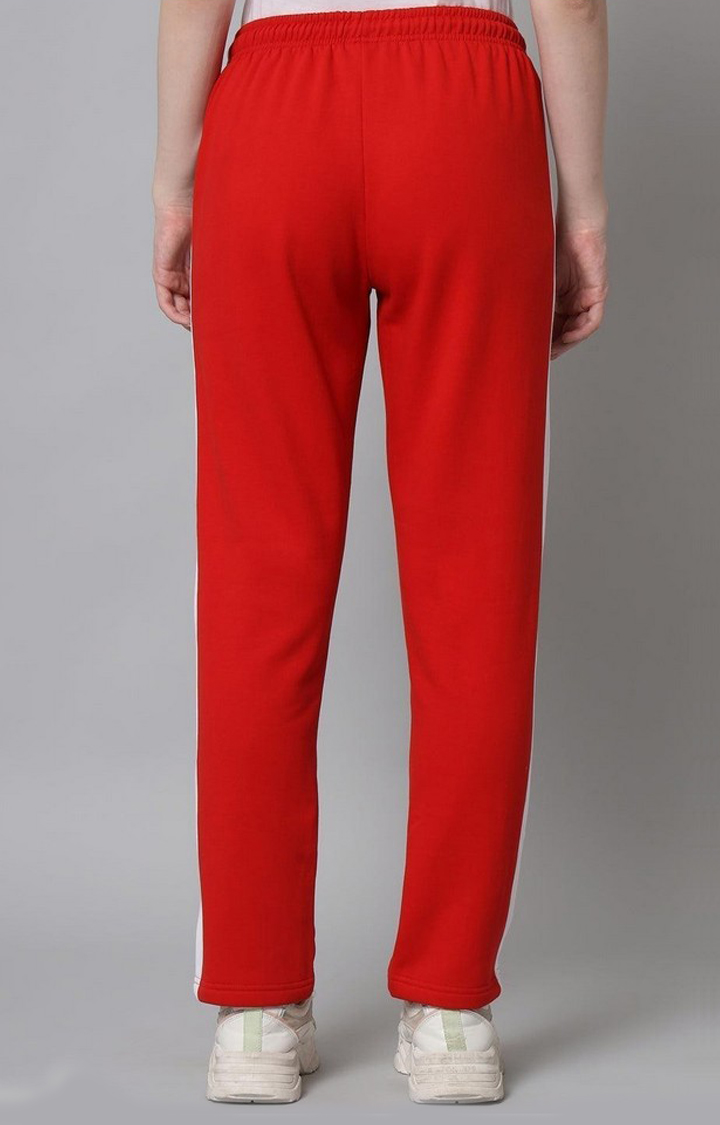 Women's Red Colourblock Trackpants