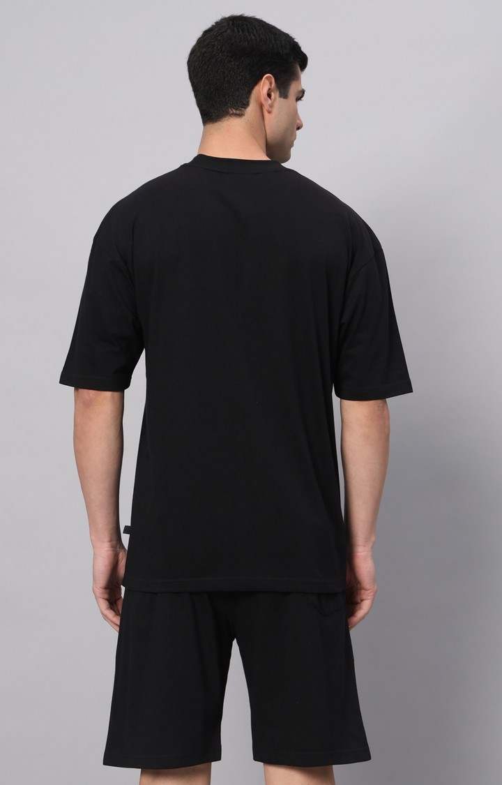 Men's Black Printed Co-ords