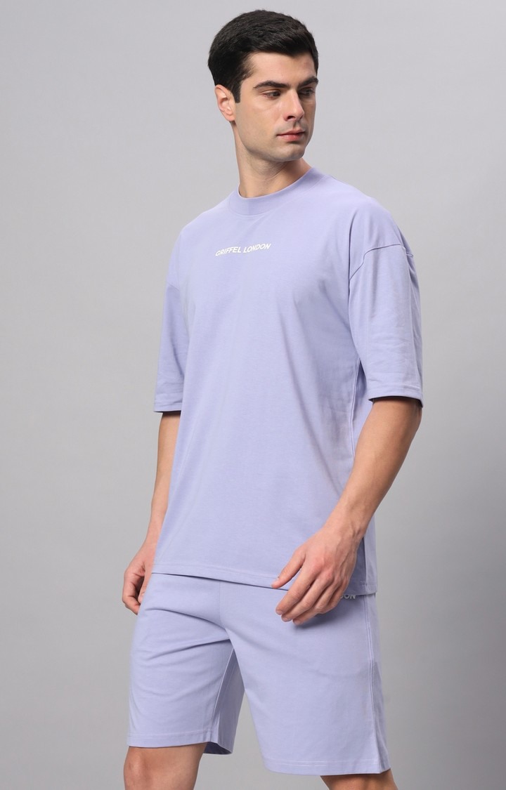 Men's Blue Printed Co-ords