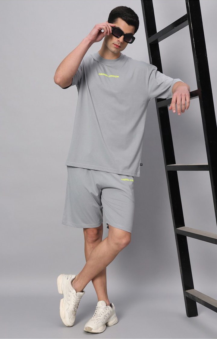 Men's Grey Printed Co-ords