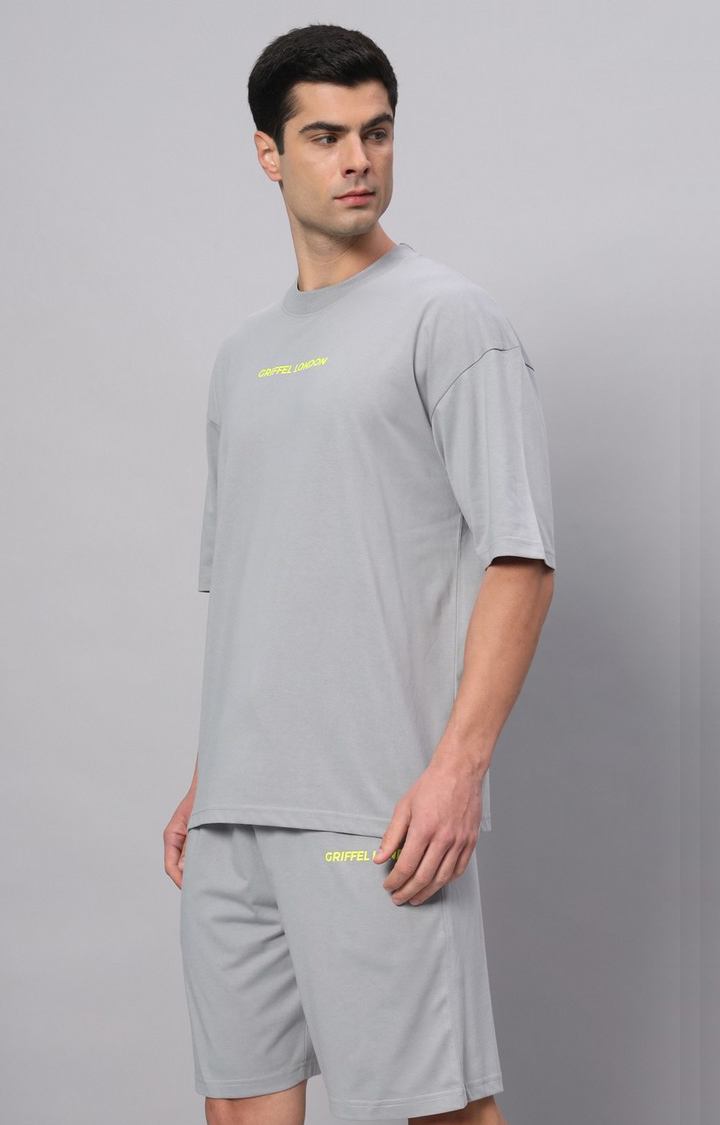 Men's Grey Printed Co-ords