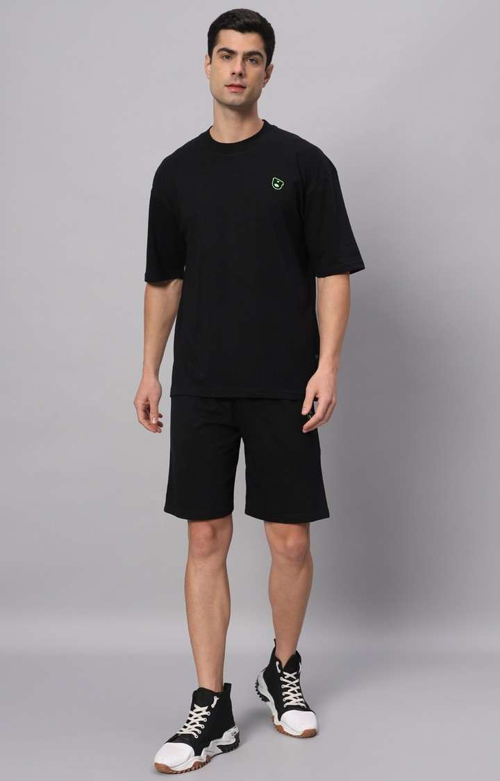 Men's Black Printed Co-ords