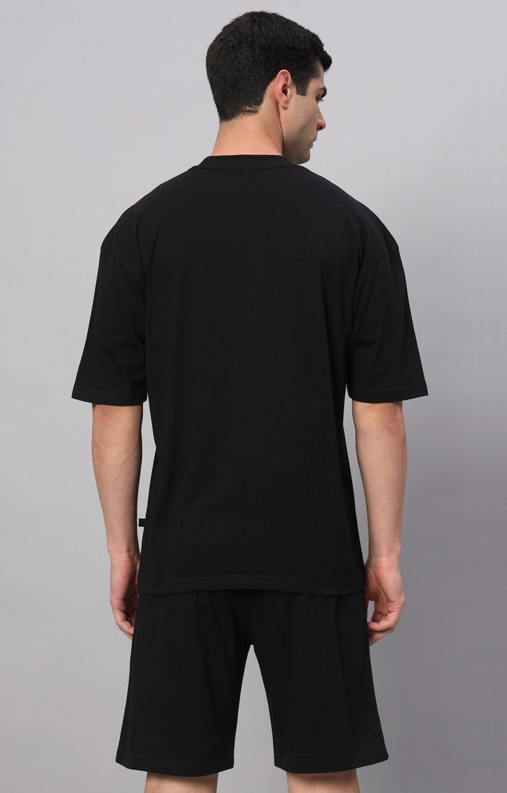 Men's Black Printed Co-ords