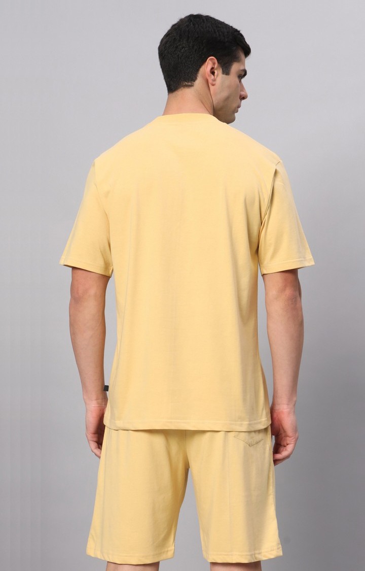 Men's Yellow Printed Co-ords