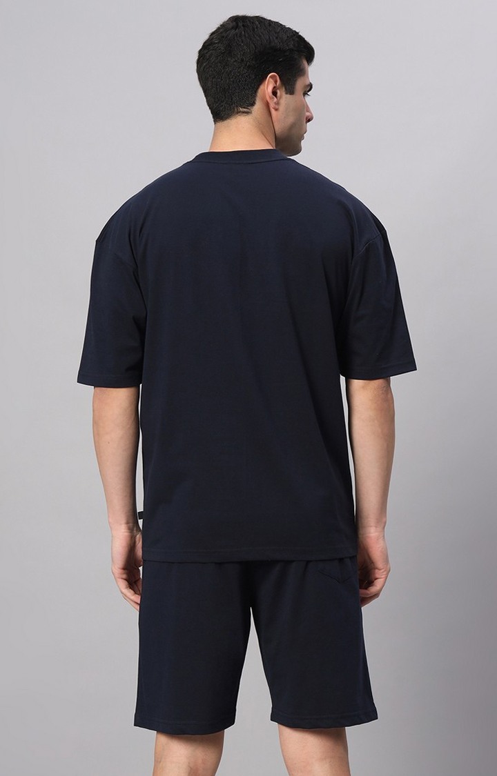 Men's Blue Printed Co-ords