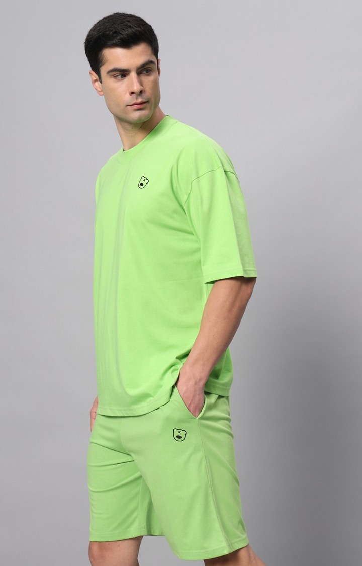 Men's Green Printed Co-ords