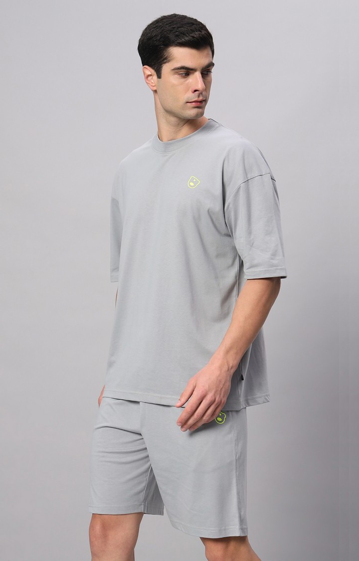 Men's Grey Printed Co-ords