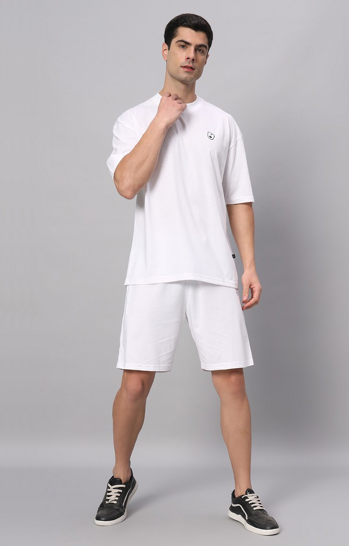 Men's White Solid Co-ords