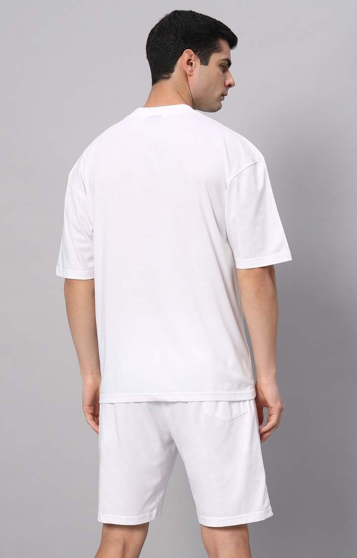 Men's White Solid Co-ords