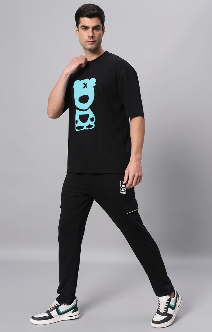 Men's Black Printed Co-ords