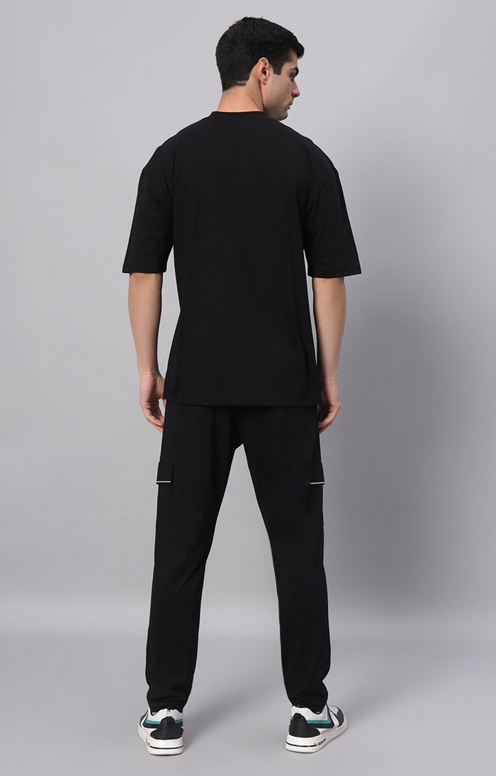 Men's Black Printed Co-ords