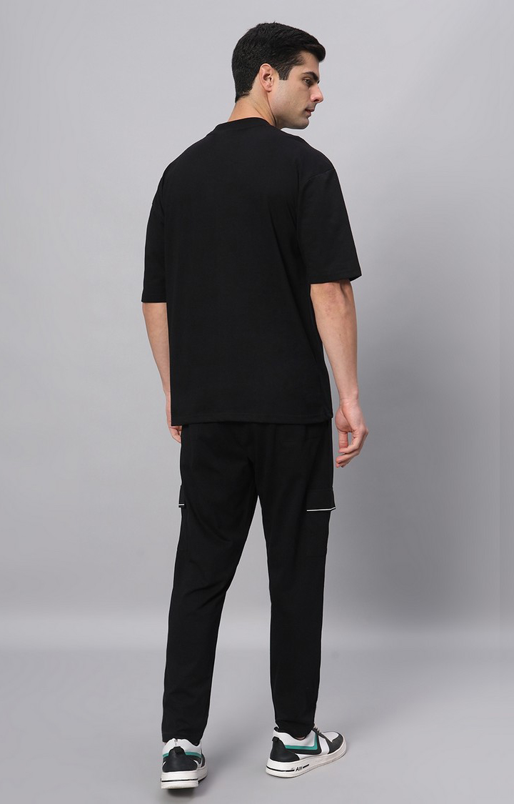 Men's Black Printed Co-ords