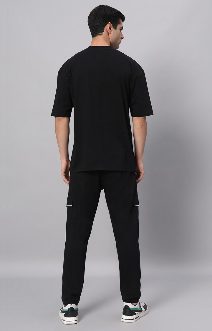 Men's Black Printed Co-ords