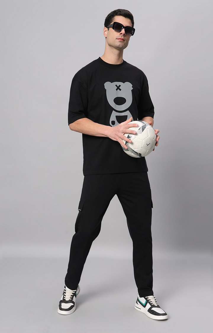 Men's Black Printed Co-ords