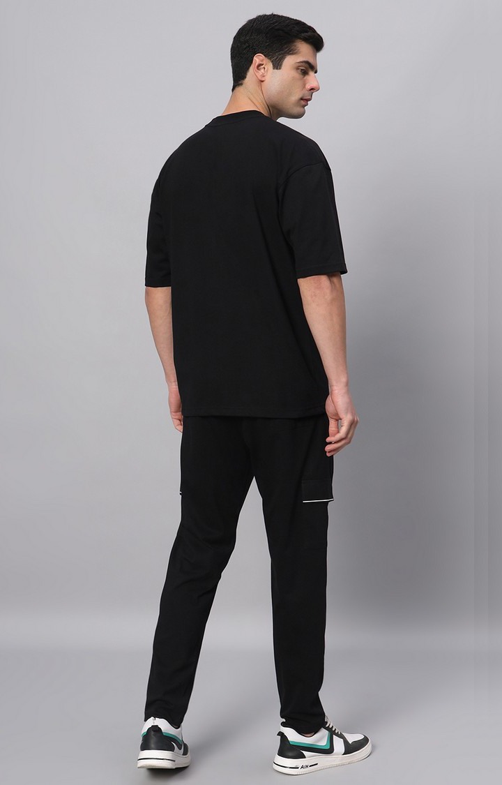 Men's Black Printed Co-ords