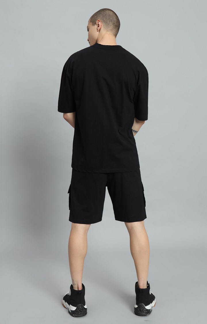 Men's Black & White Printed Co-ords