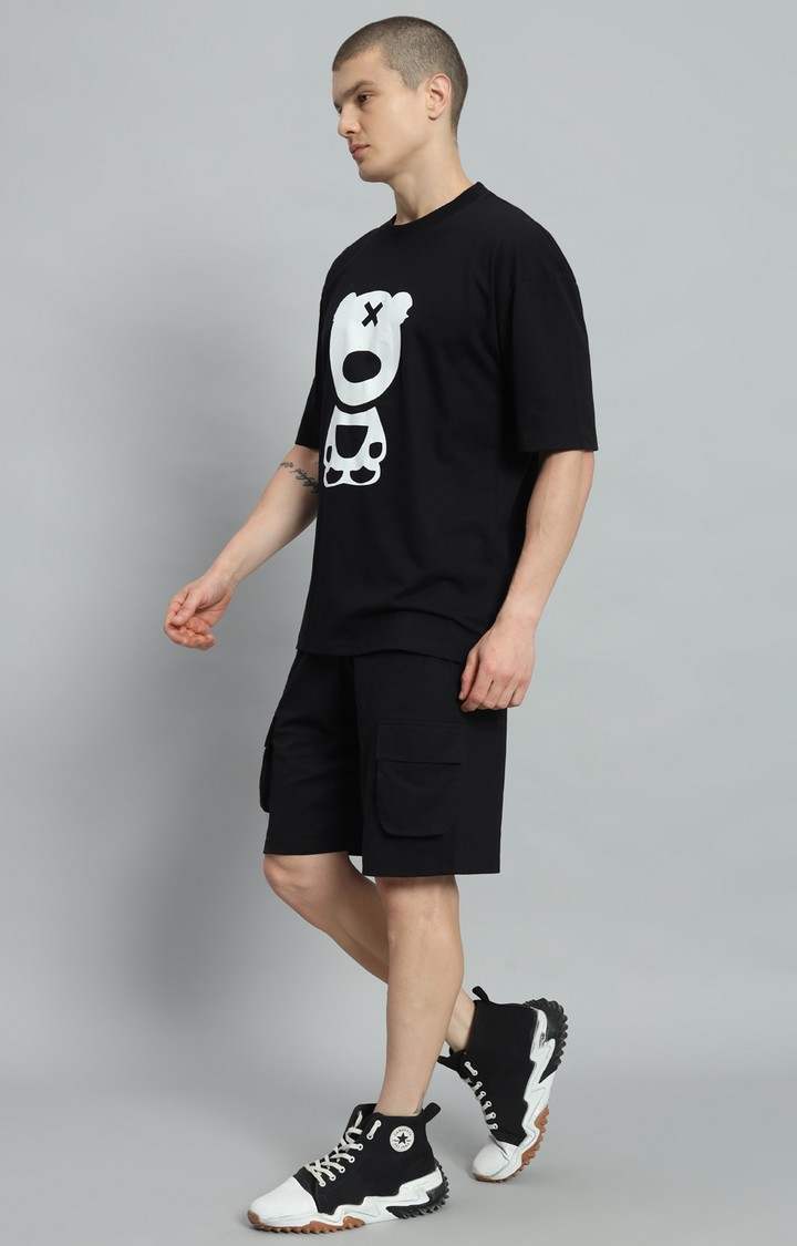 Men's Black & White Printed Co-ords