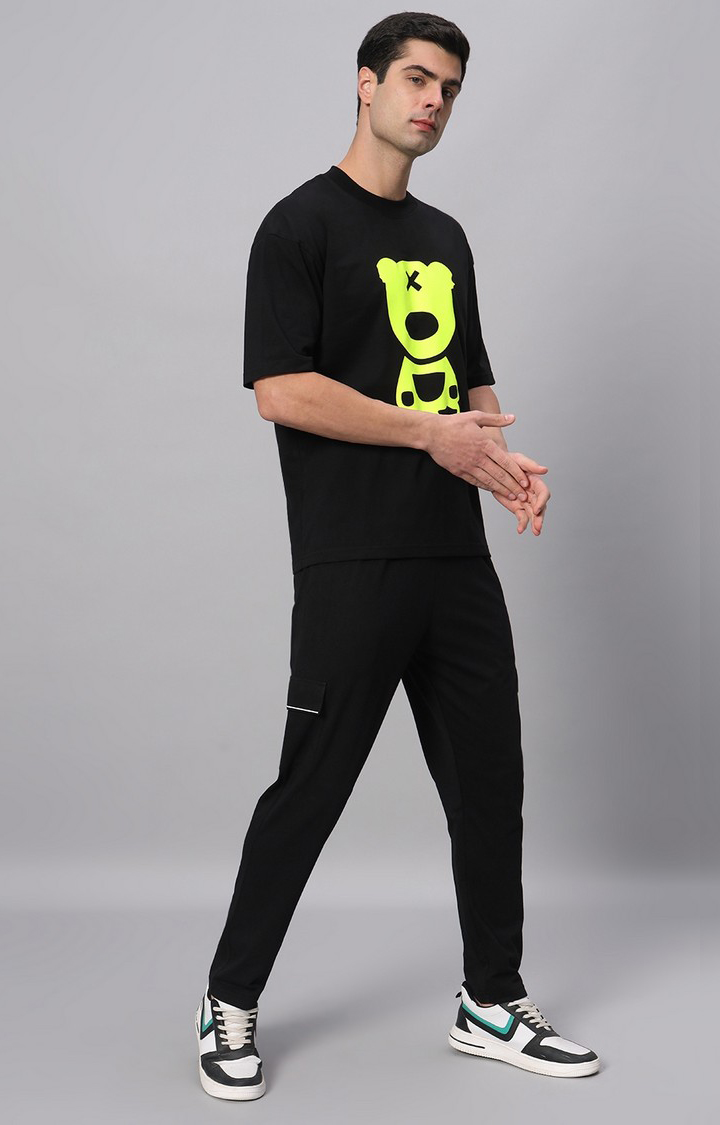 Men's Black Printed Co-ords