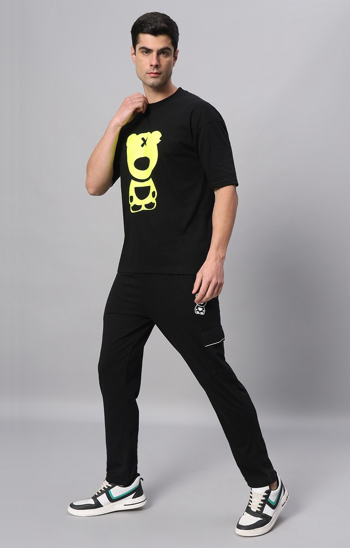 Men's Black Printed Co-ords