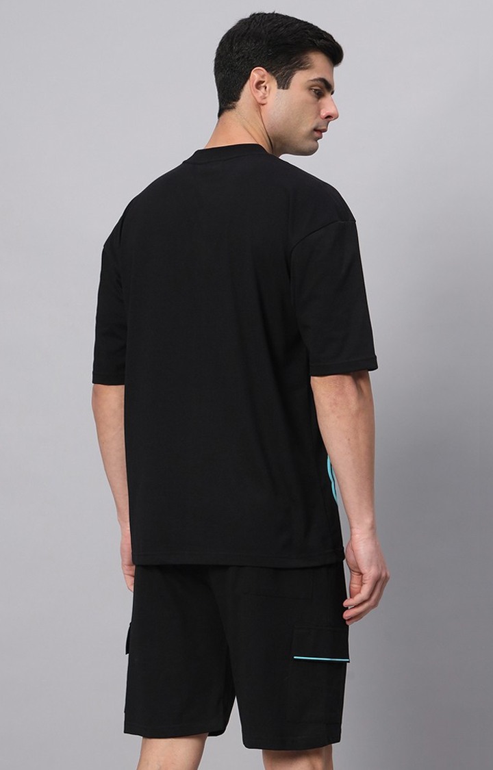 Men's Black Printed Co-ords