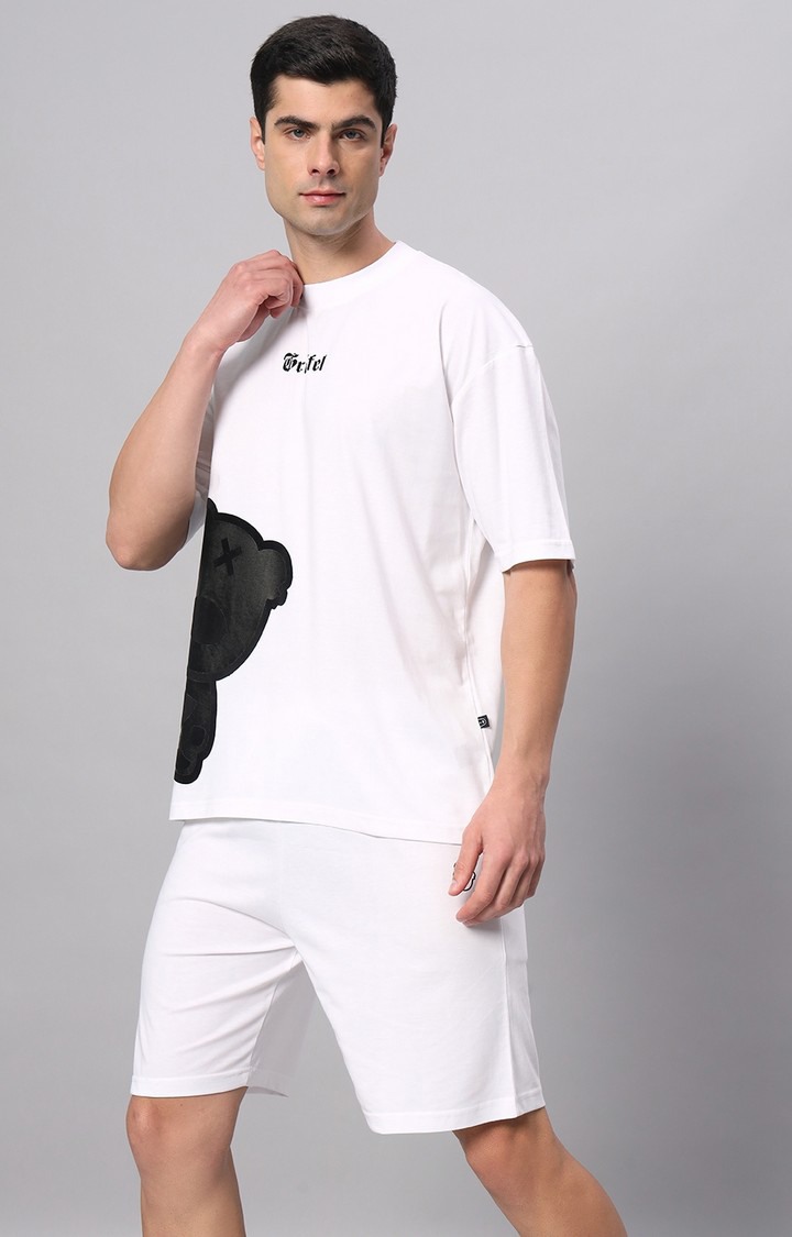 Men's White Solid Co-ords