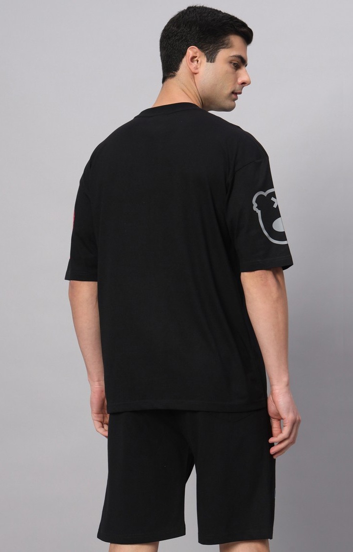 Men's Black Printed Co-ords