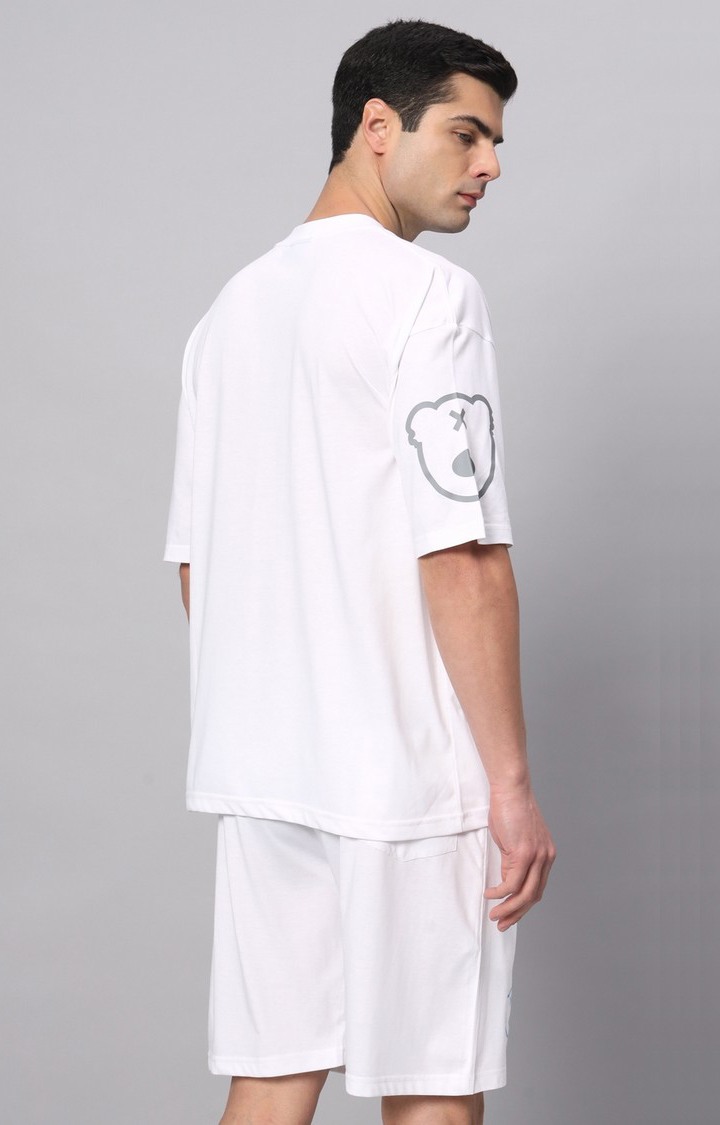 Men's White Printed Co-ords