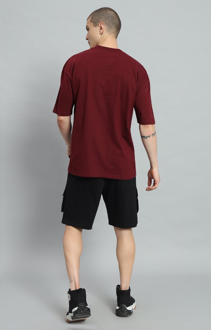 Men's Maroon Printed Co-ords