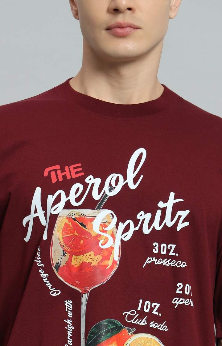 Men's Maroon Printed Co-ords