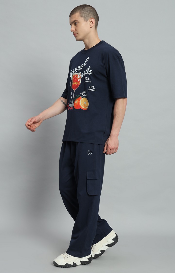 Men's Navy Printed Co-ords