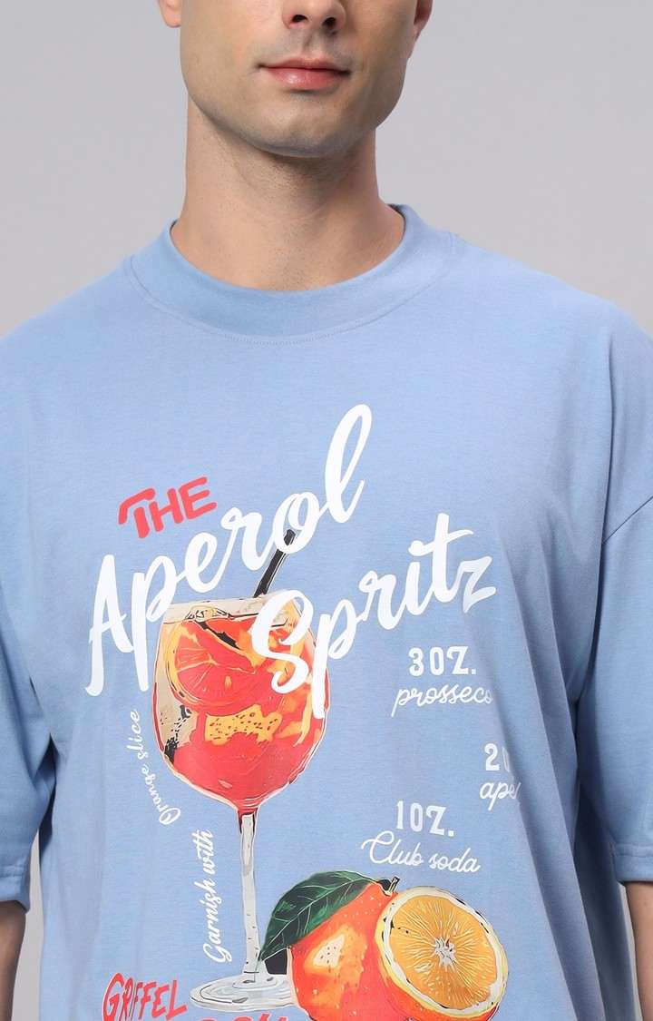 Men's Blue Printed Co-ords