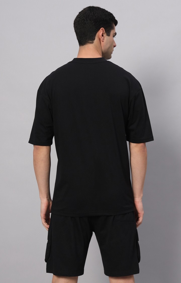 Men's Black Printed Co-ords