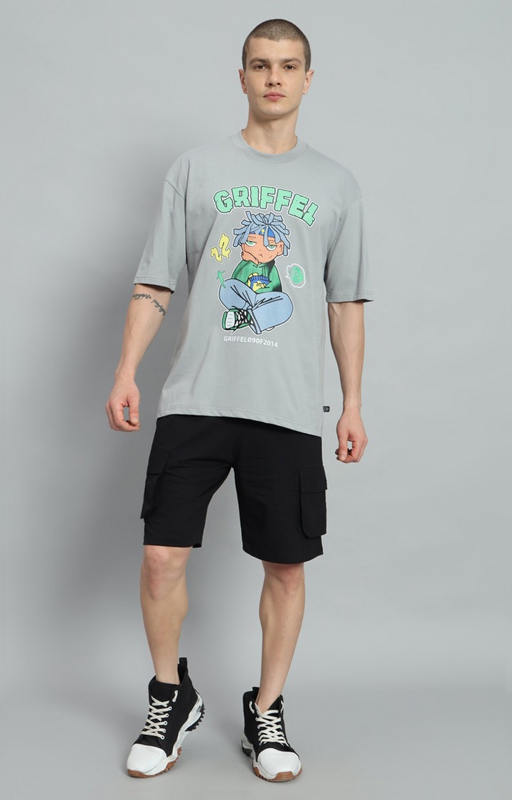 GRIFFEL | Men's Anime Grey T-shirt and Shorts Set