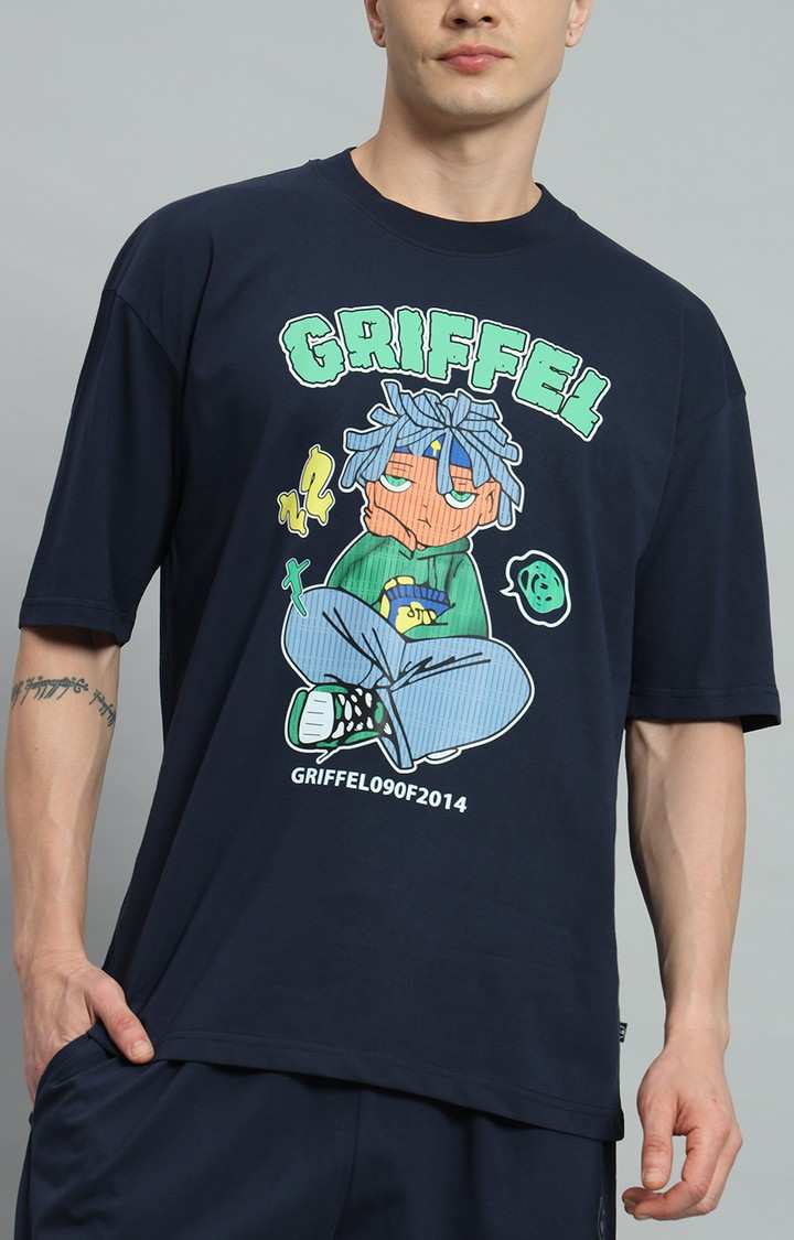 Men's Navy Printed Co-ords