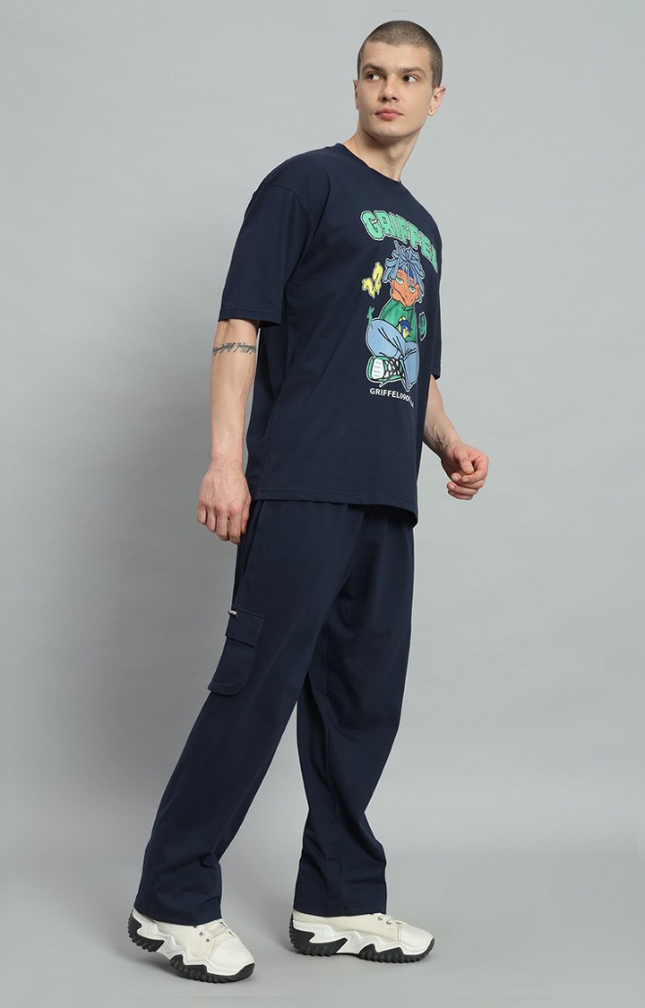 Men's Navy Printed Co-ords
