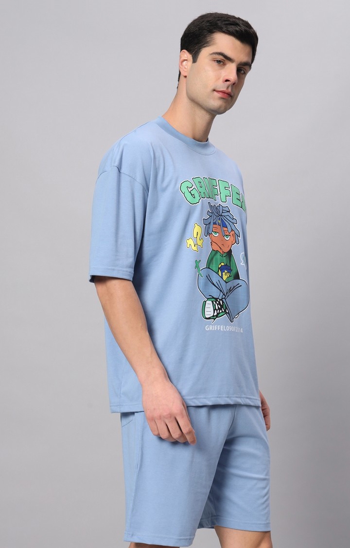 GRIFFEL | Men's Blue Printed Co-ords