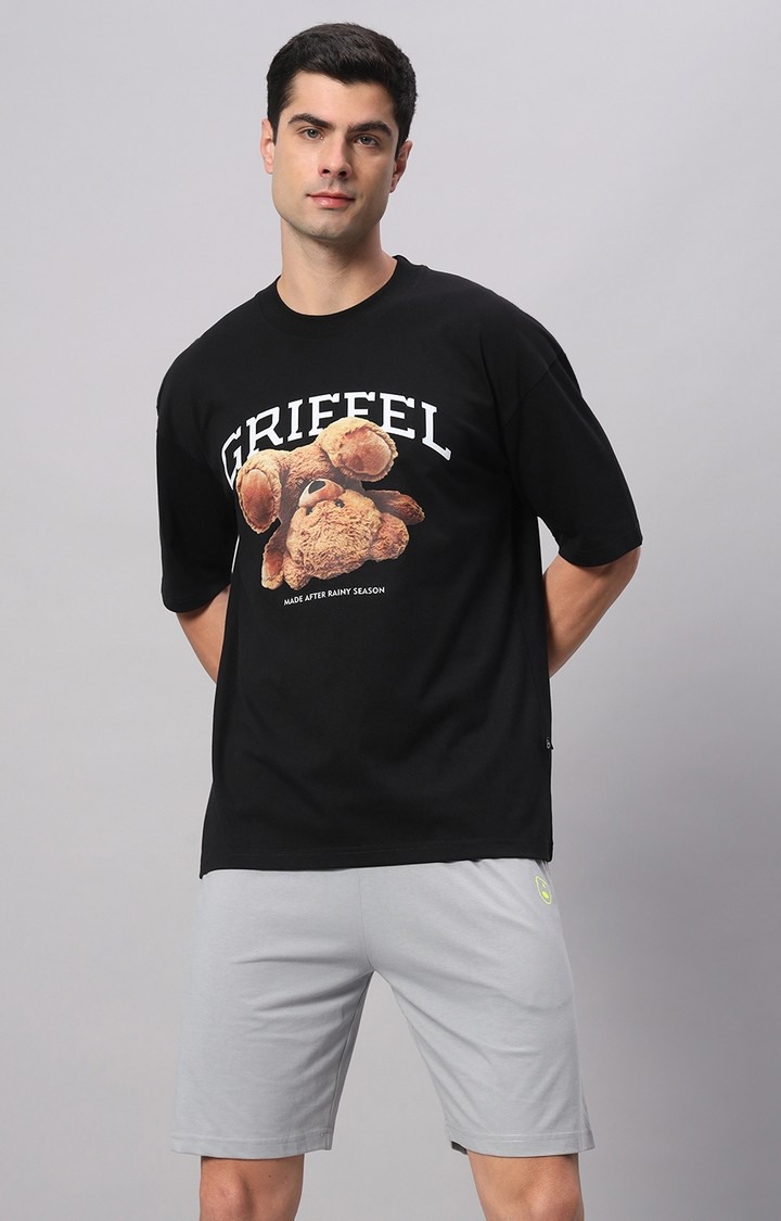 GRIFFEL | Men's Black Printed Co-ords