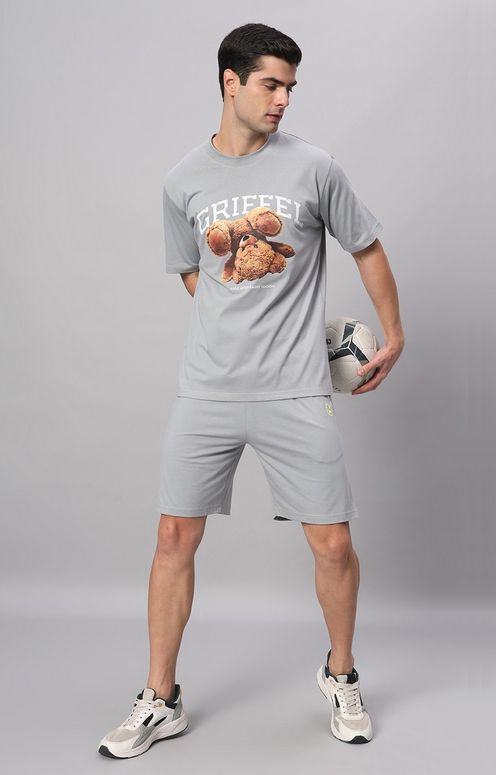 Men's Grey Printed Co-ords