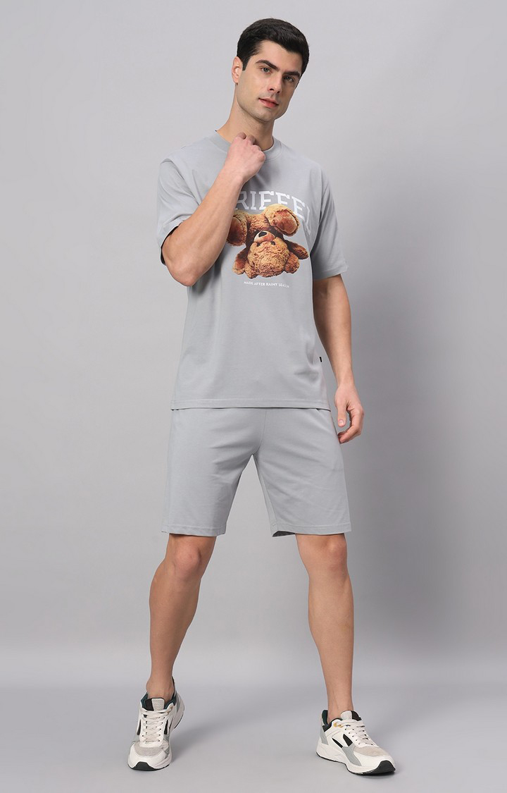 Men's Grey Printed Co-ords