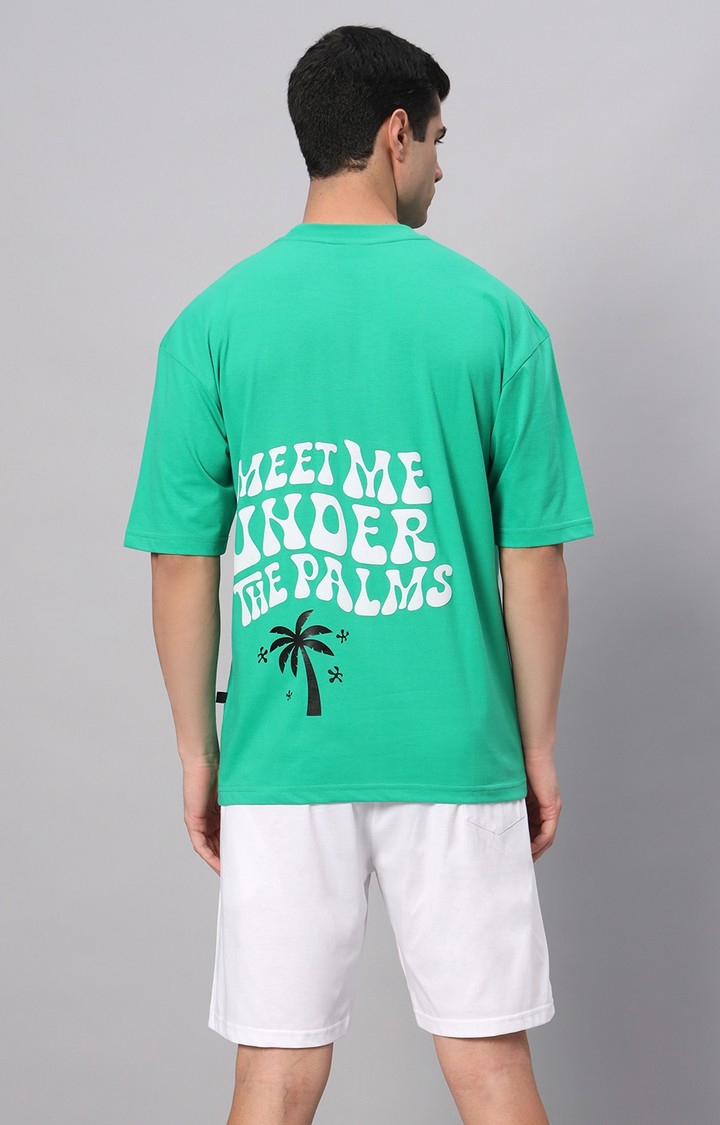 Men's Green Cotton Loose Printed   Co-ords