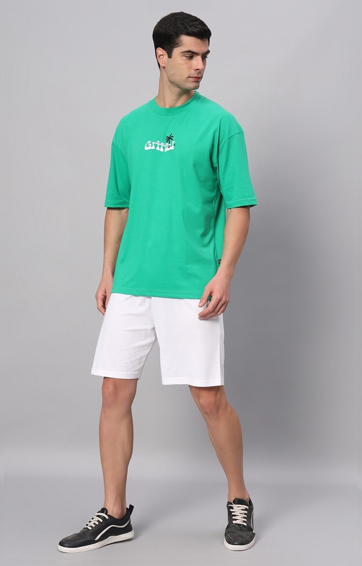Men's Green Printed Co-ords