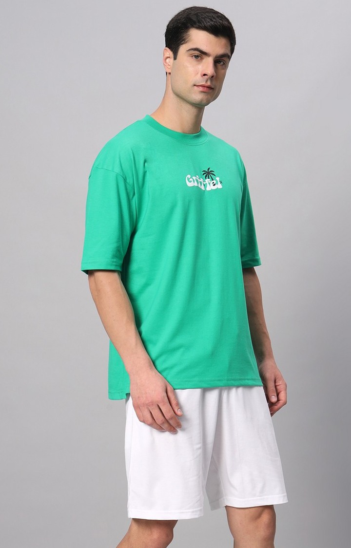 Men's Green Printed Co-ords