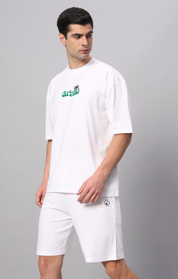 Men's White Typographic Co-ords