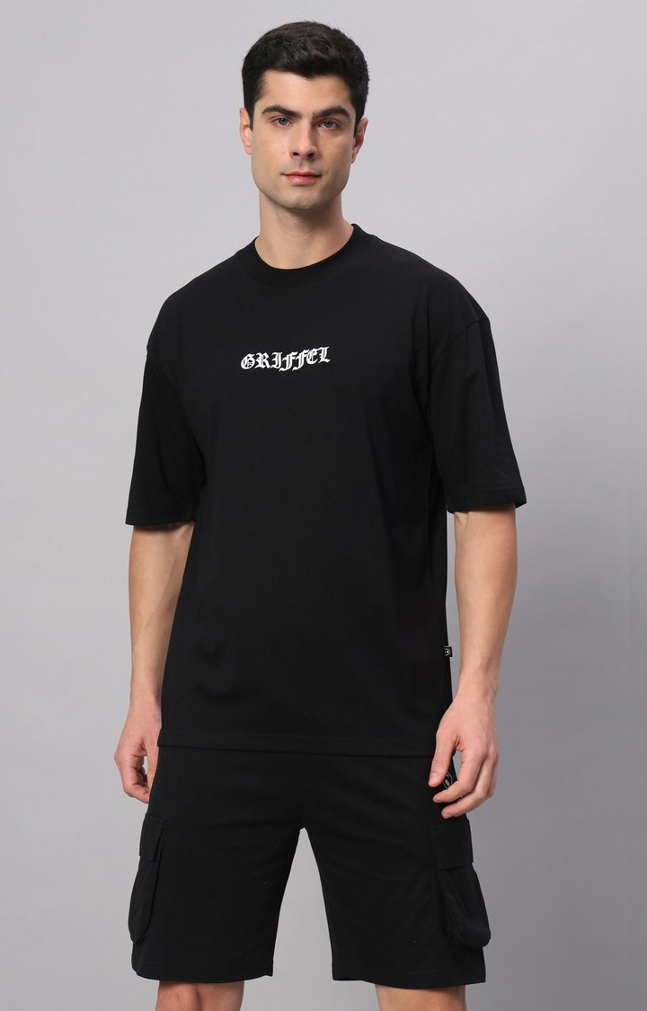 Men's Black Typographic Co-ords