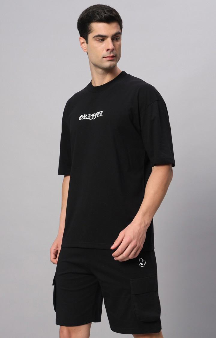 Men's Black Typographic Co-ords